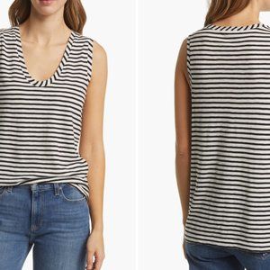 NWT Caslon Muscle Tank in Ivory and Black Stripe
